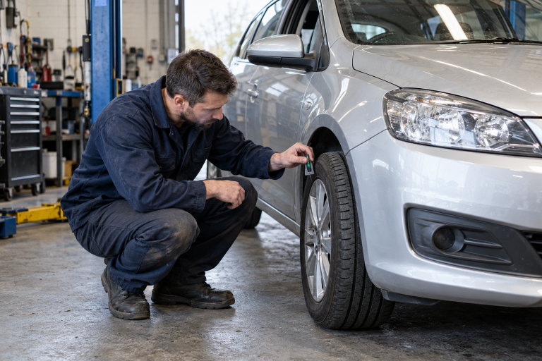 A tyre and steering inspection helps identify the cause of uneven wear or a car pulling to one side.